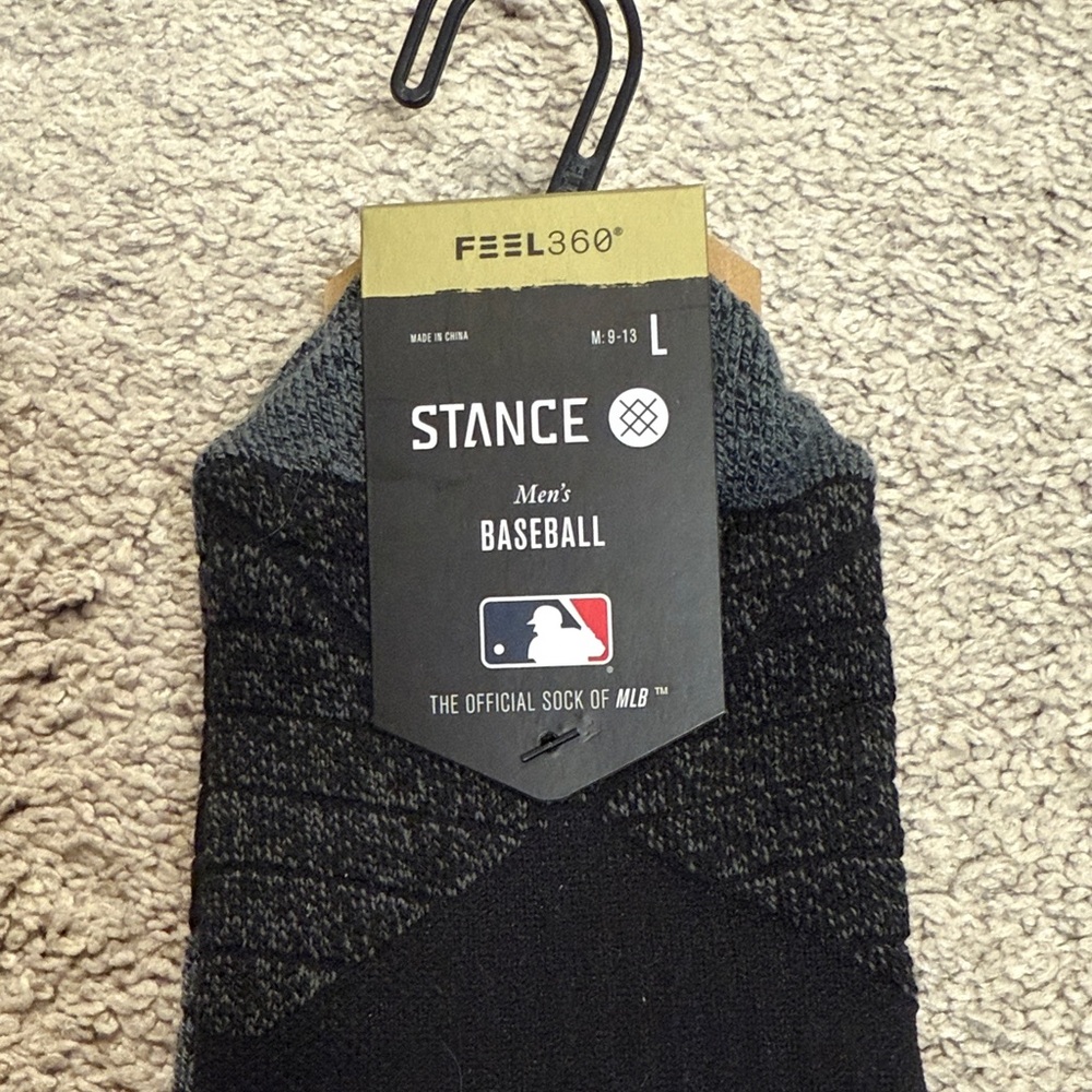 Stance MLB Black and Gray Baseball Socks-18 pairs, sold separately